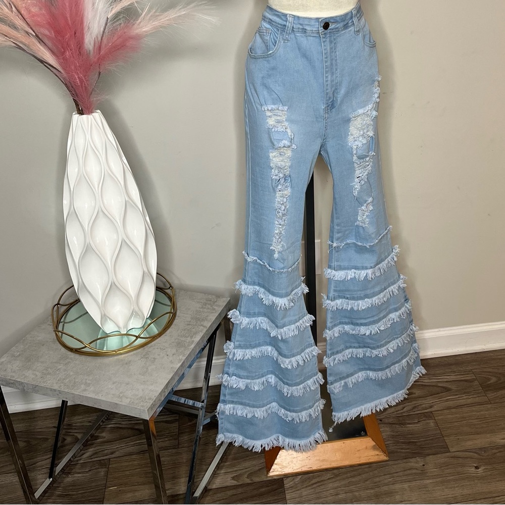 Retro style blue bell bottoms